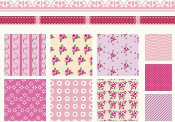 Shabby Chic Rose Patterns - бесплатный vector #144185